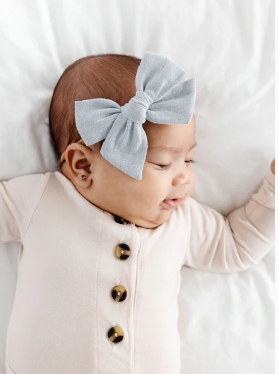 Linen Bow - Dove Headband - Lou Lou & Co