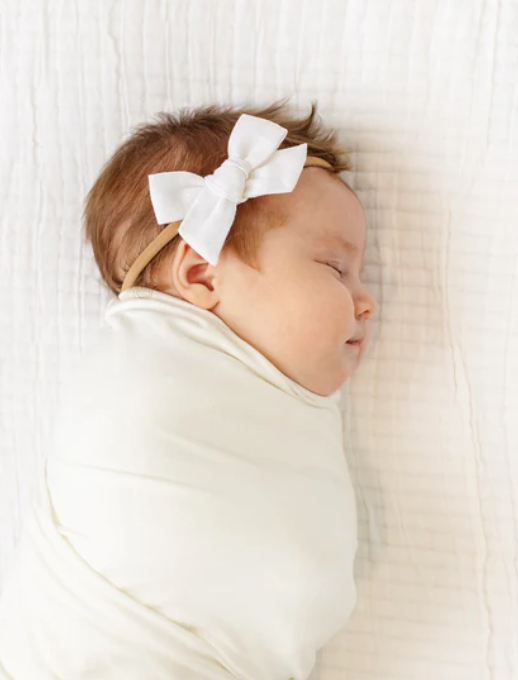 Linen Bow - White Headband - Lou Lou & Co