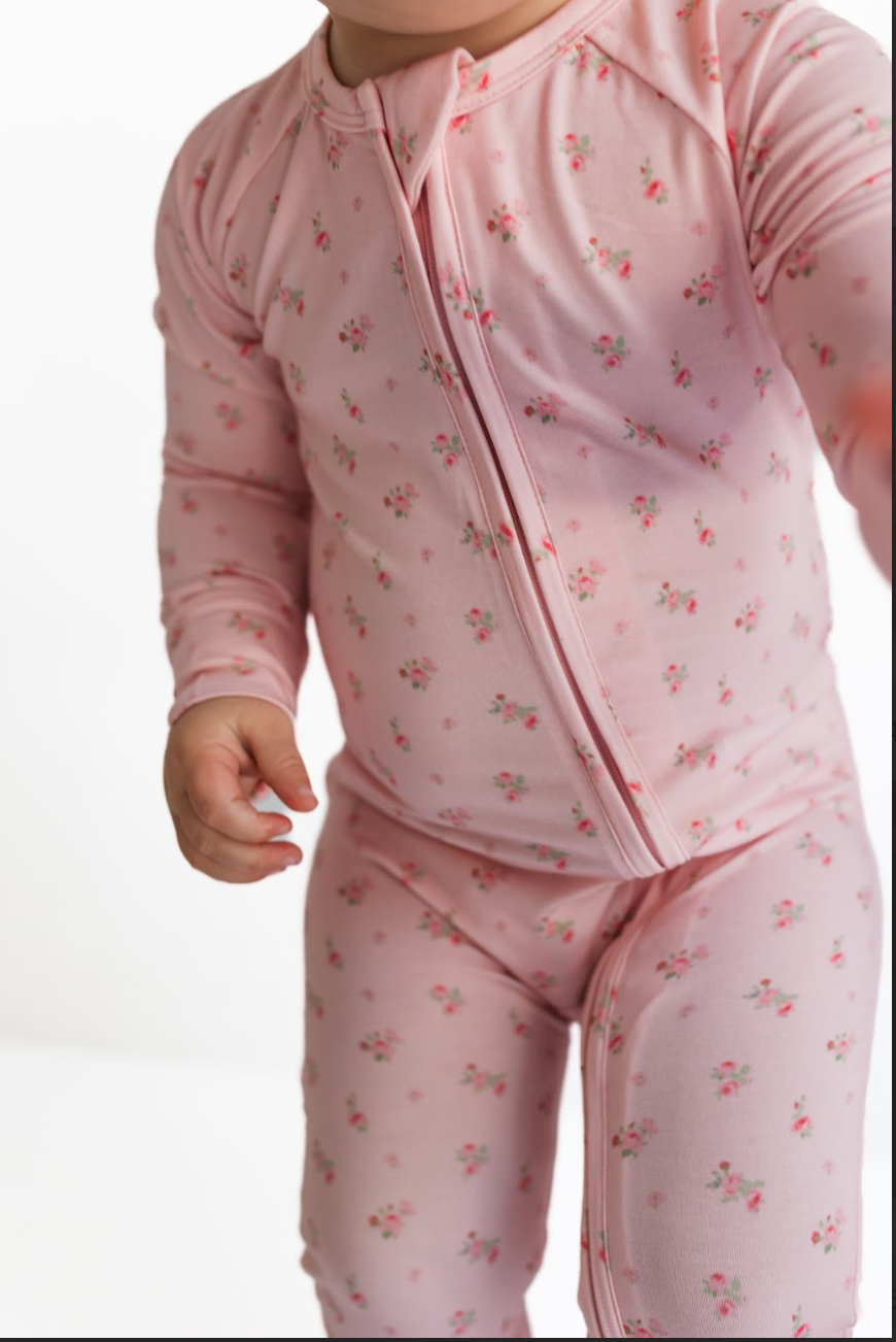 Rosie Floral Zipper Romper - Baby Sweet Pea's Boutique