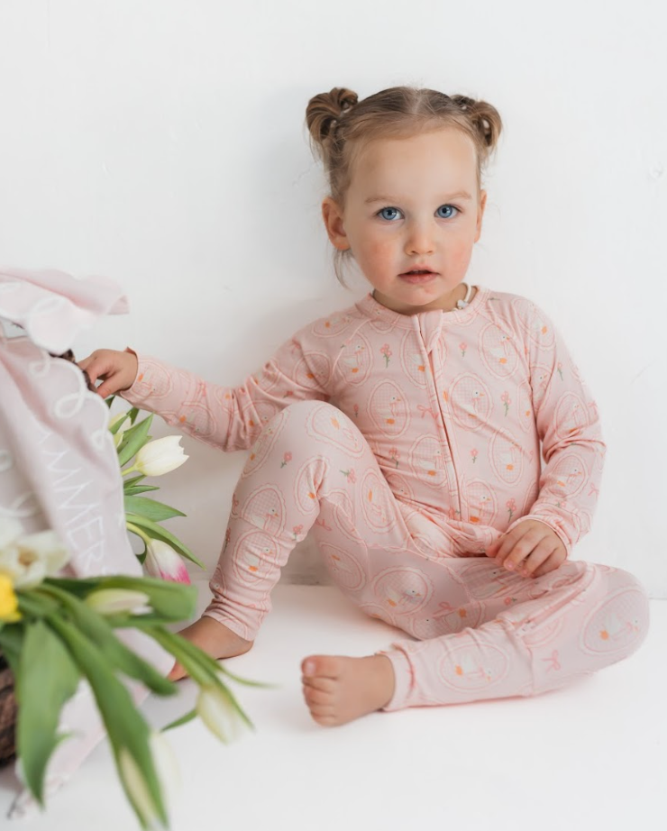 Pink Little Goose Zipper Romper - Baby Sweet Pea's Boutique