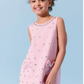 Pink Crystal Heart Denim Bow Dress - Lola and the Boys