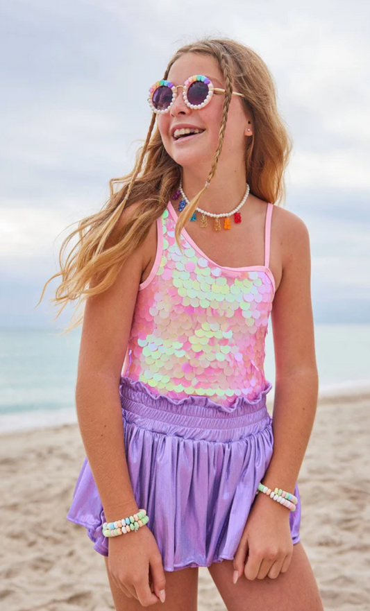 Lavender Metallic Skort - Lola and the Boys