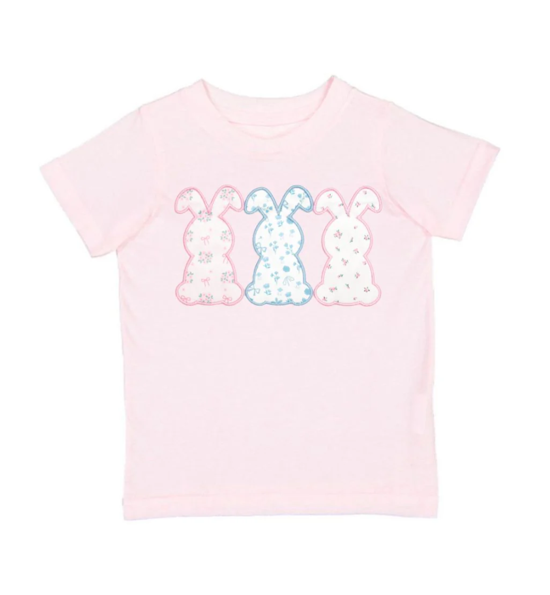 Floral Bunny Patch Easter Short Sleeve T-Shirt - Ballet