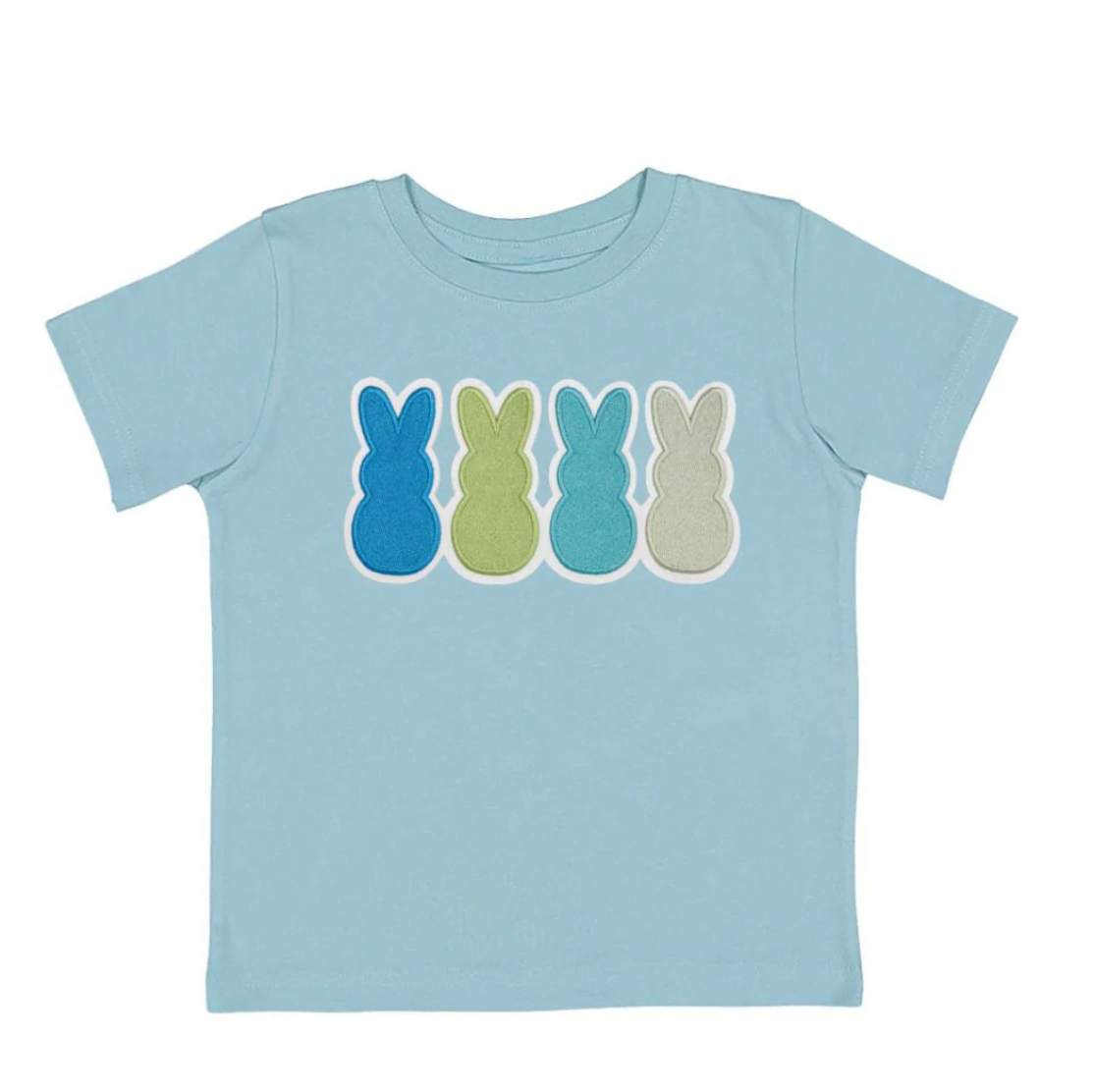 Peeps Embroidered Patch Easter Short Sleeve T-Shirt - Cool Blue
