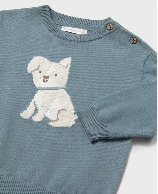 Puppy Love Sweater- Blue - Mayoral