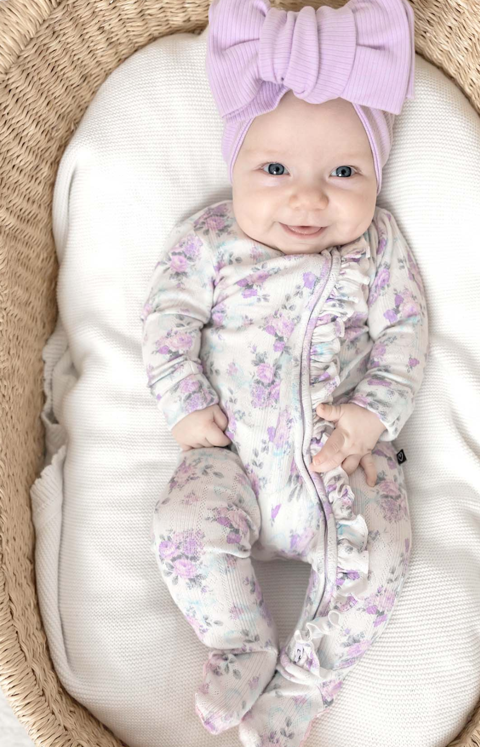 Etta Pointelle Ruffled Zippered Footie - Lev Baby