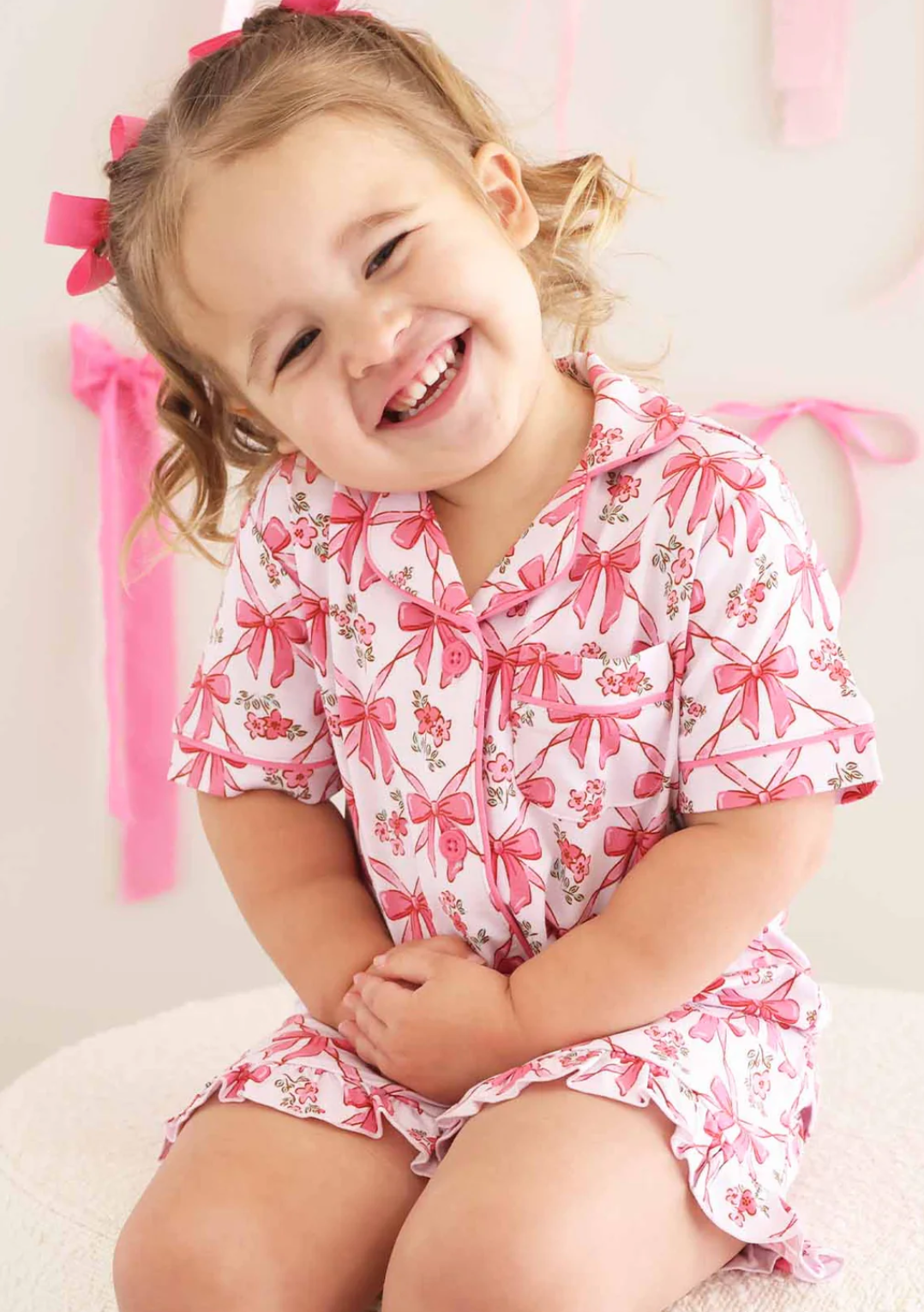 Two Piece Short Lounge Set | Bow Besties - Caden Lane