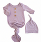 Dusty Purple Bamboo Knotted Gown & Hat