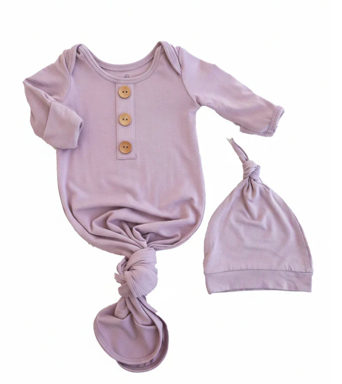 Dusty Purple Bamboo Knotted Gown & Hat