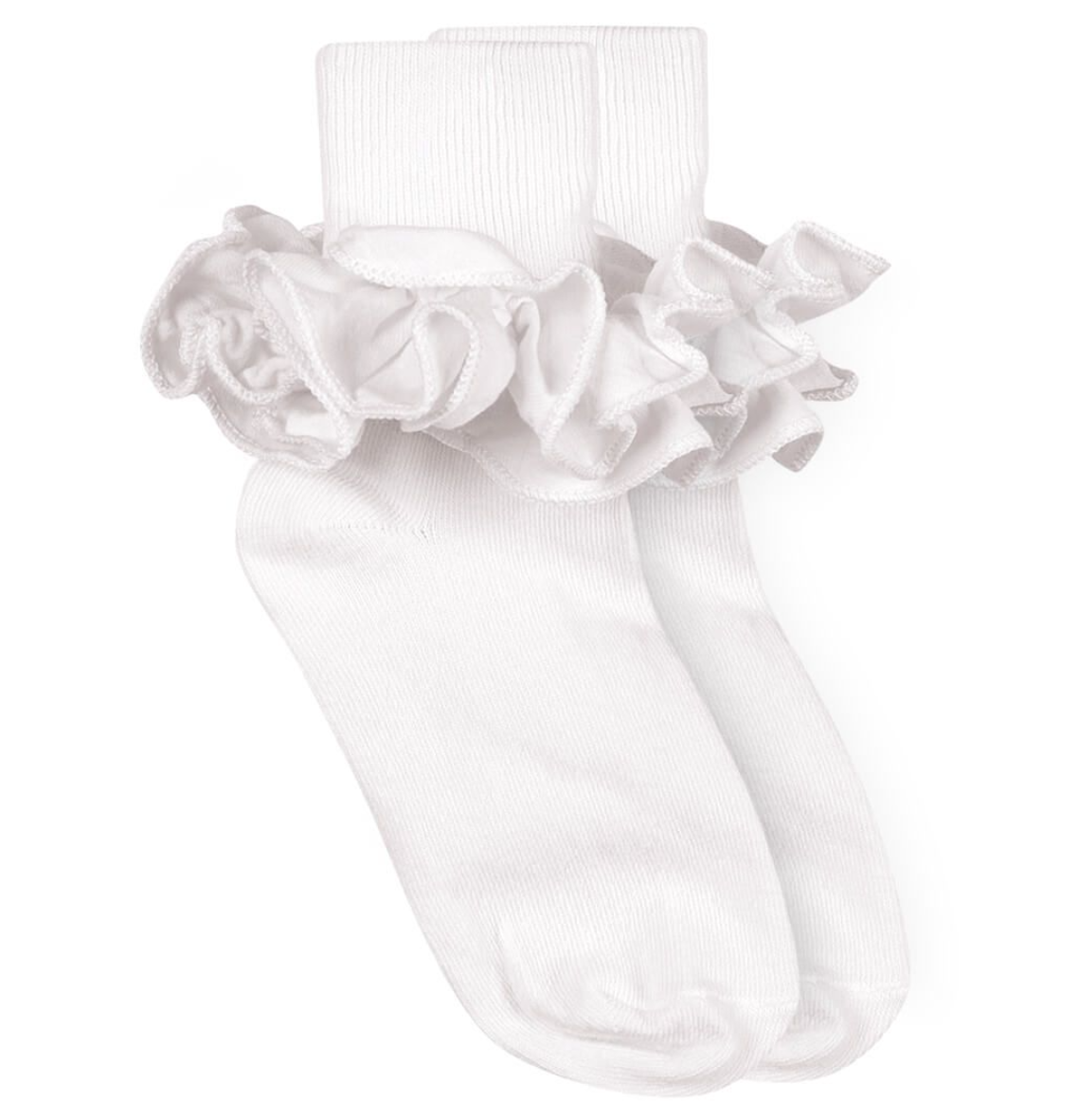 Misty Ruffle Lace Turn Cuff Socks 1 Pair- White - Jefferies Socks