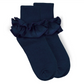 Misty Ruffle Lace Turn Cuff Socks 1 Pair- Navy - Jefferies Socks