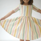 Short Sleeve Twirl Dress in Pastel Stripes - Good Apples