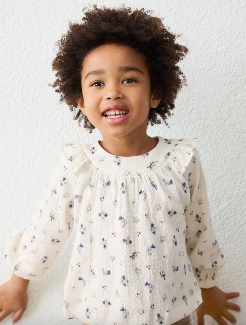 Girl Printed Crinkle Cotton Blouse