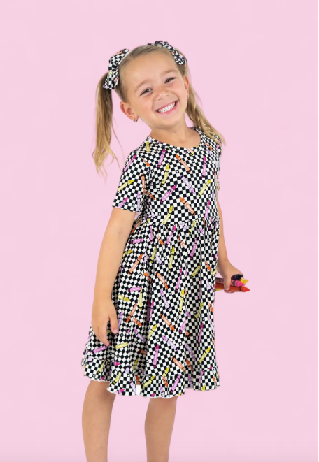 GET YOUR CRAYON ON DREAM RUFFLE DRESS - Baby Sweet Pea's Boutique