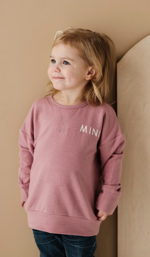 Drop Shoulder Pullover - Mini Mauve