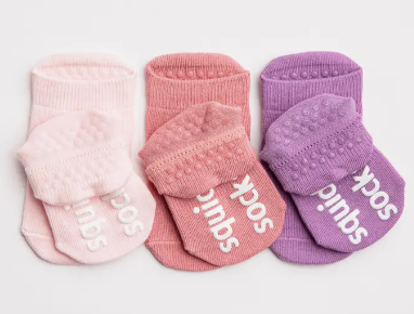 Ciara - Pink and Purple Grip Baby, Kids Ankle Socks