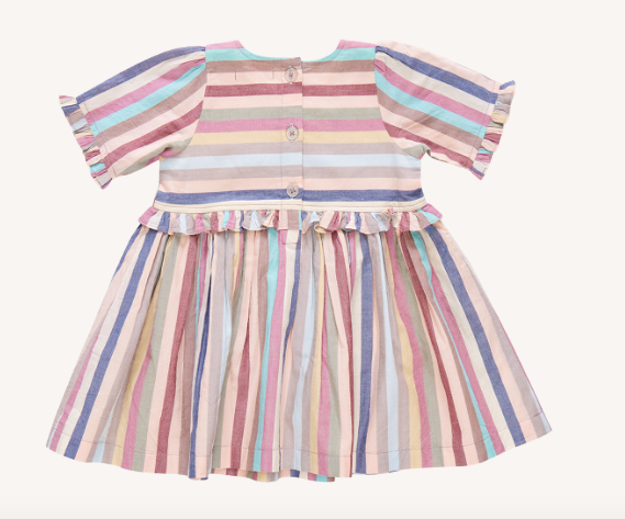 Girls Raquel Dress- Multi Vintage Stripe