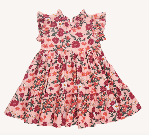 Girls Jennifer Dress- Pink Floral Daisy