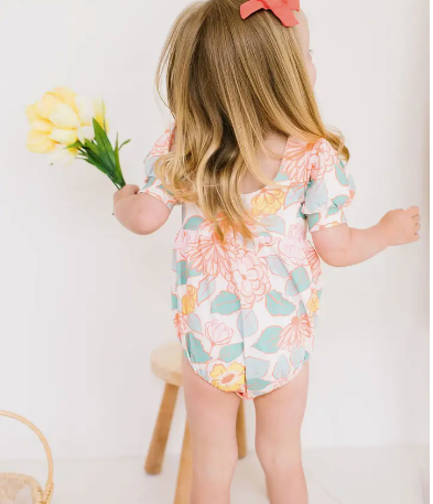 Puff Baby Romper in Soft Floral