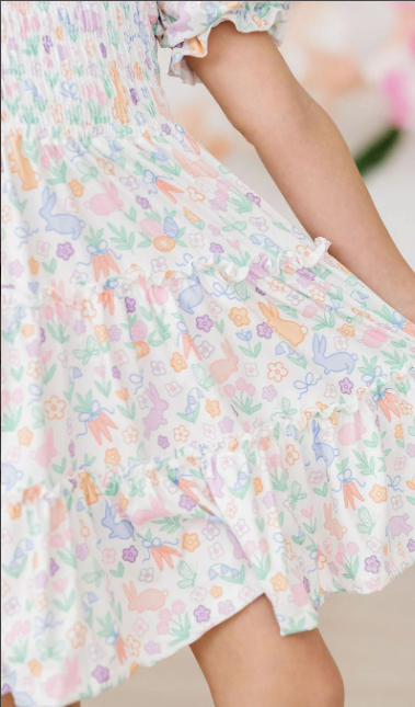 Hoppy Easter Smocked Ruffle Dress