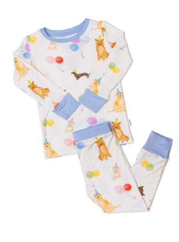 Dog Party 2 Piece Pajama- Blue