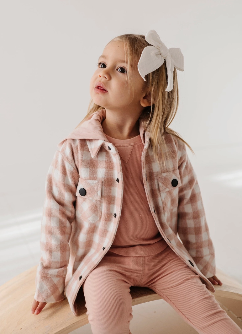 Hooded Shacket- Pink - BabySproutsCo