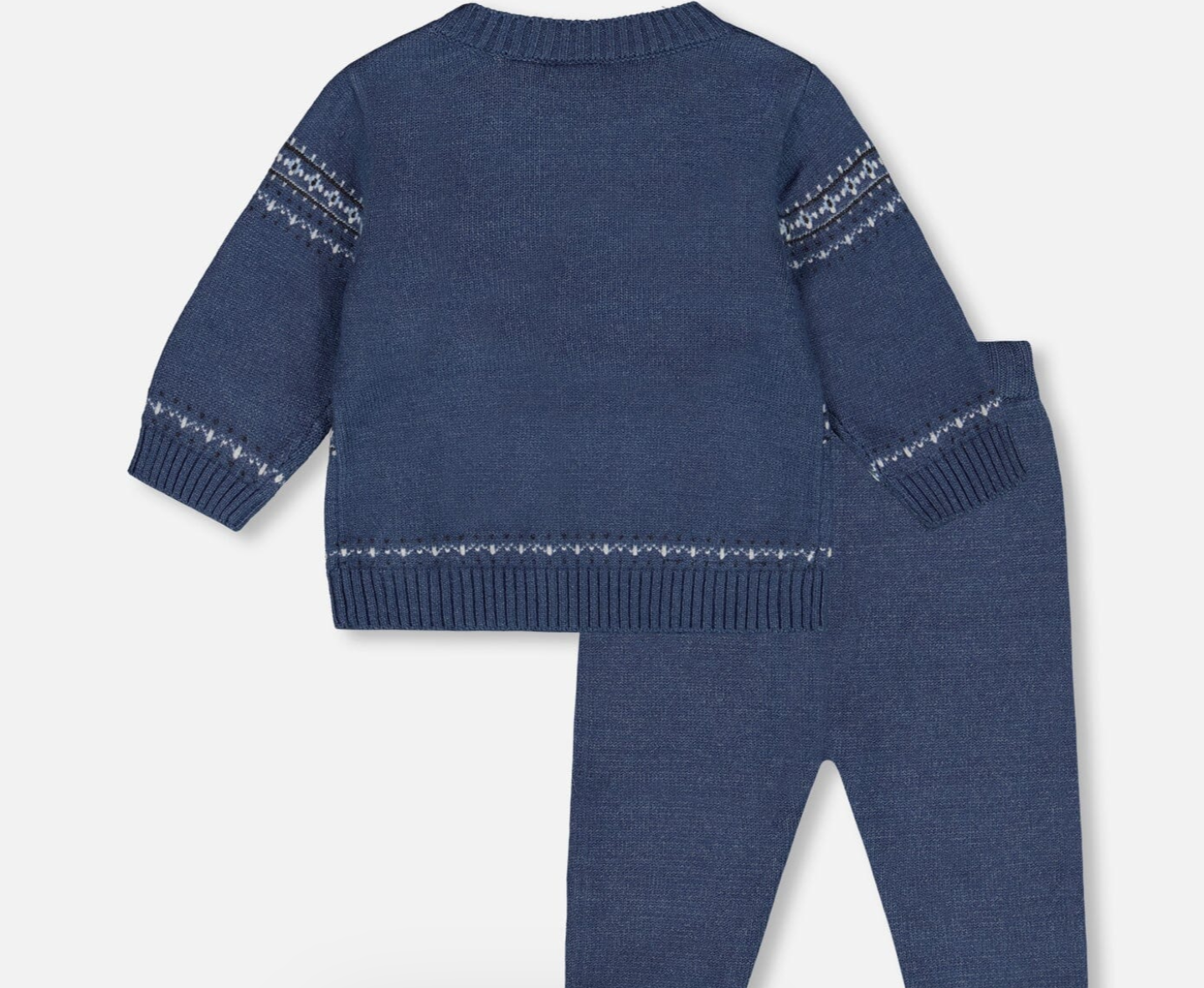 Knitted Jacquard Sweater And Pant Set Blue Gray With Bears - Baby Sweet Pea's Boutique