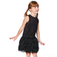 Sleeveless Lurex Dress With Feathers Black