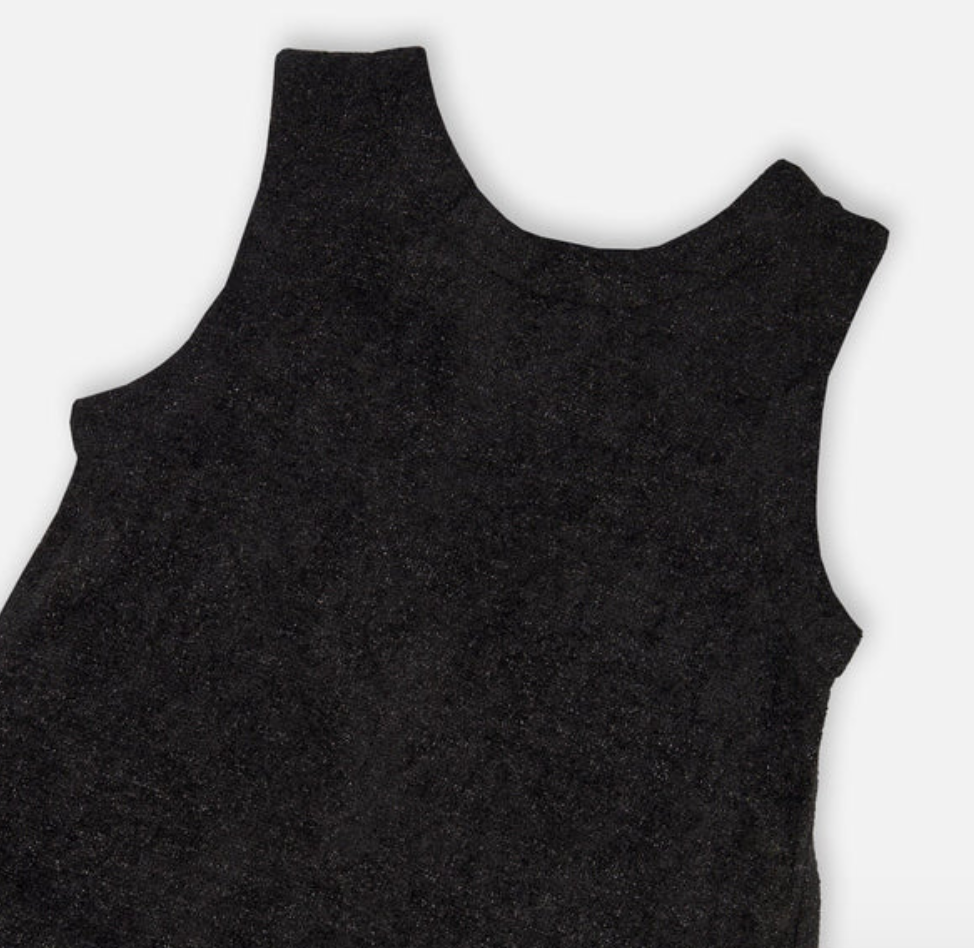 Sleeveless Lurex Dress With Feathers Black