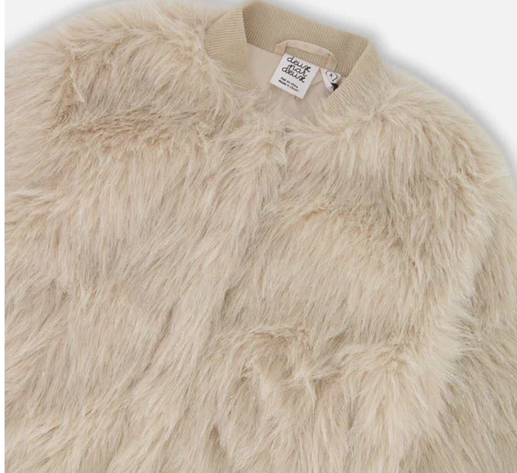 Short Faux Fur Coat Beige - Deux Nar Deux