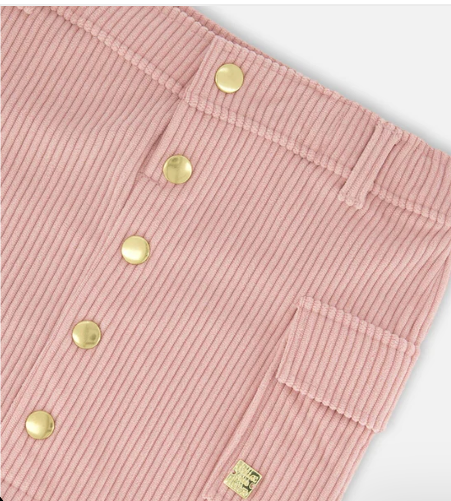 Corduroy Skirt With Cargo Pockets Dusty Pink