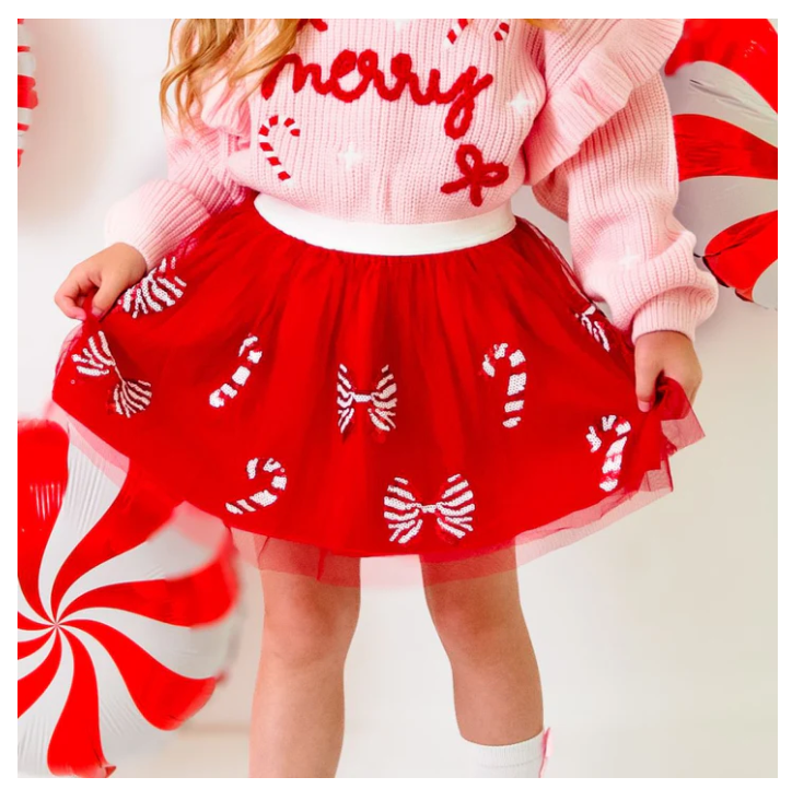 Candy Cane Coquette Sequin Christmas Tutu
