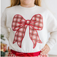 Christmas Plaid Bow Patch Sweatshirt - Natural