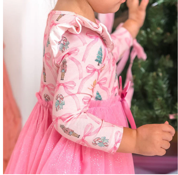 Nutcracker Trellis Christmas Long Sleeve Tutu Dress