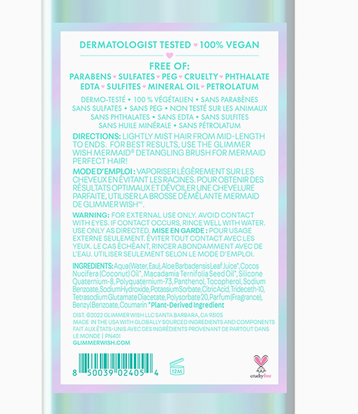 Mermaid Hair Detangling Mist - Glimmer Wish