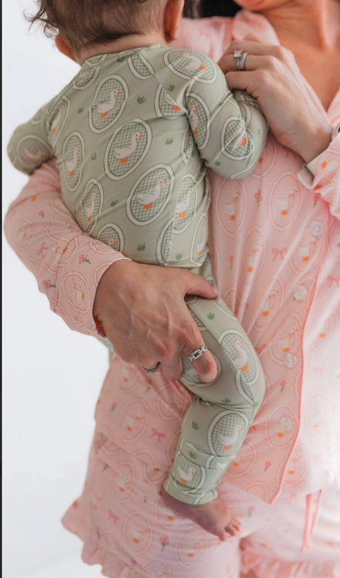 Green Little Goose Zip Romper - Baby Sweet Pea's Boutique