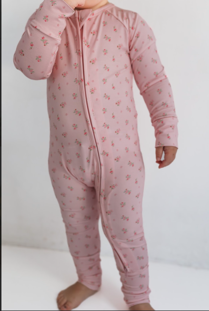 Rosie Floral Zipper Romper - Baby Sweet Pea's Boutique