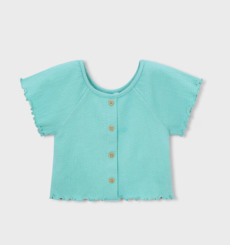 Girl Ruffled T-shirt- Turquoise - Mayoral