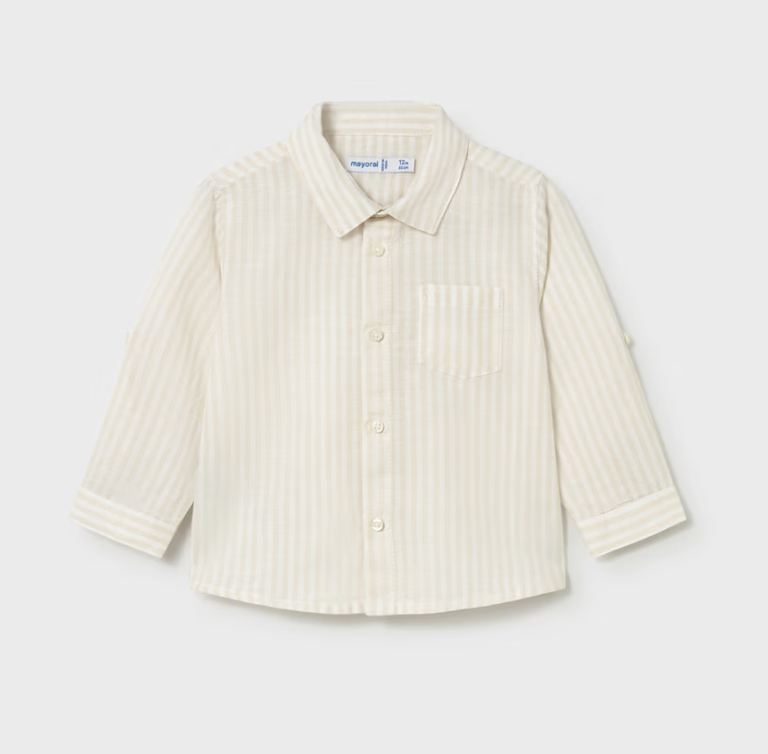 Linen collared long sleeve button down- oatmeal
