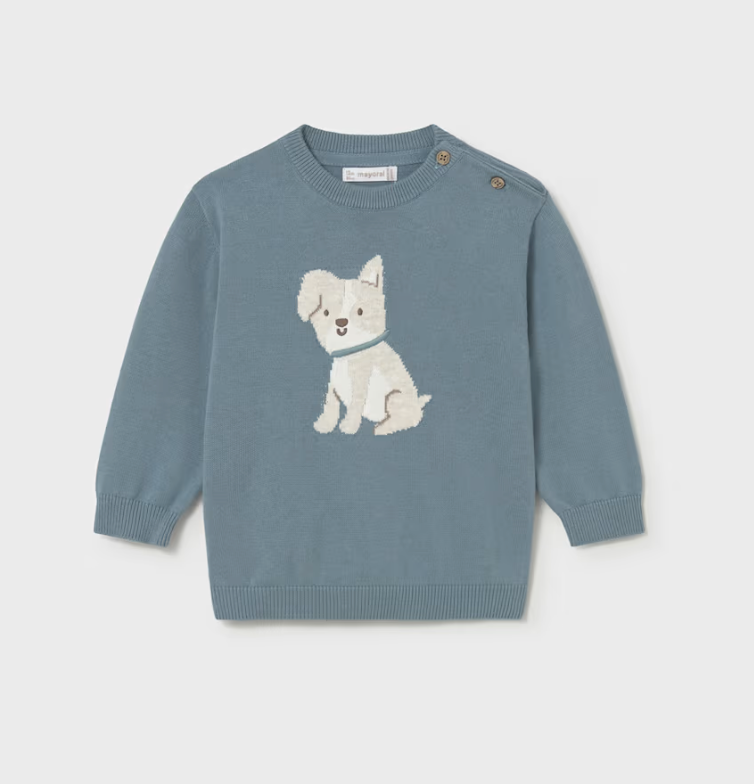 Puppy Love Sweater- Blue - Mayoral