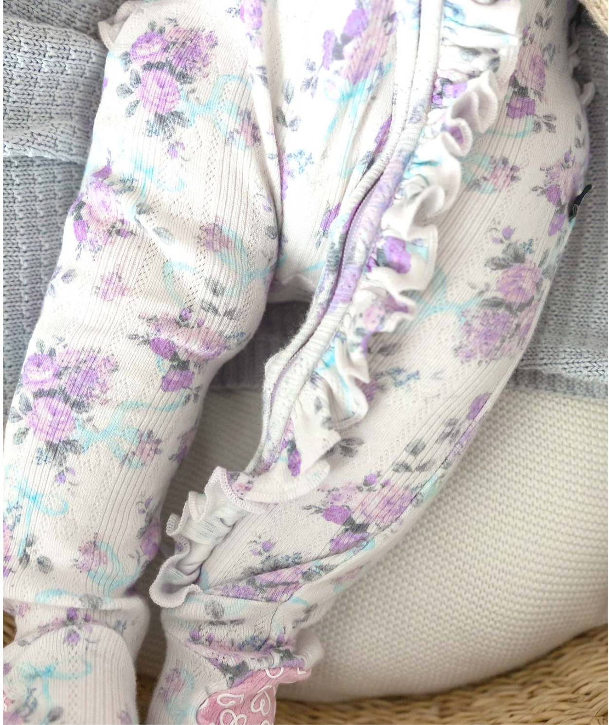 Etta Pointelle Ruffled Zippered Footie - Lev Baby
