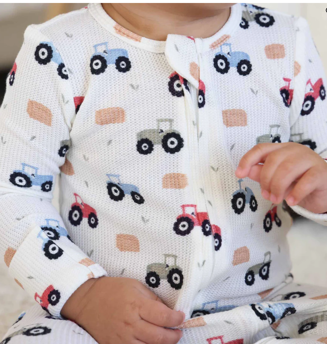 Little Farmer Bamboo Waffle Zipper Footie - Caden Lane