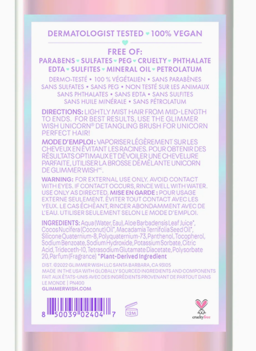 Unicorn Hair Detangling Mist - Glimmer Wish