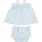 Top with Bows and Ruffle Leg Bloomer- Tiny Cherry Stripe