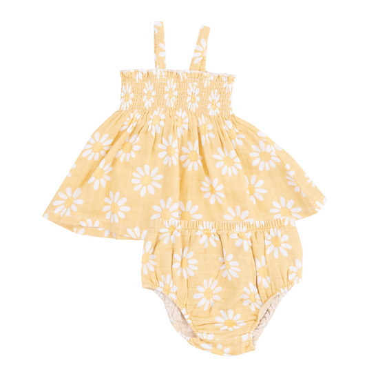 Yellow Mod Daisy Smocked Top & Bloomer - Angel Dear