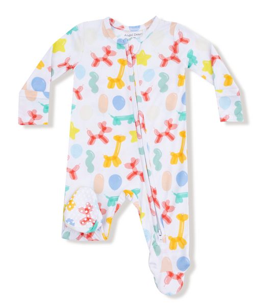 Balloon Animals Blue - 2 Way Zipper Footie - Baby Sweet Pea's Boutique