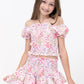 Spring Garden Floral Puff Sleeve Top & Skirt Set