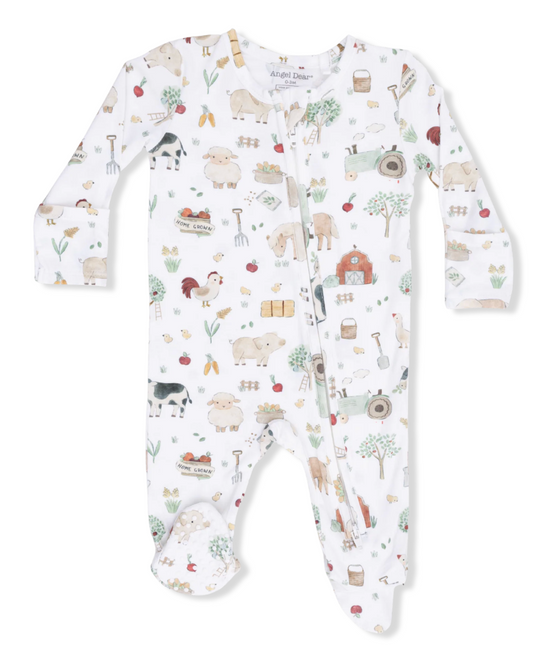Cute Farm Animals  2 Way Zipper Footie