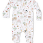 Cute Farm Animals Pink  2 Way Ruffle Back Zipper Footie - Angel Dear
