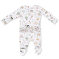 Cute Farm Animals Pink  2 Way Ruffle Back Zipper Footie - Angel Dear